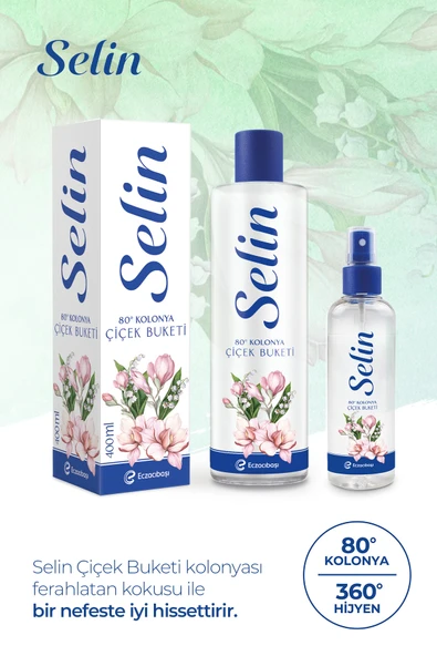 Selin Parfümlü Kolonya Çiçek Buketi 400 ml 4'lü Set - Resim 7