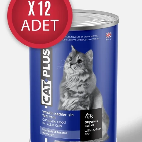 CatPlus Pate  Okyanus Balıklı Yetişkin Kedi Konserve Yaş Mama 395 Gr x 12 Adet ürün görseli 1