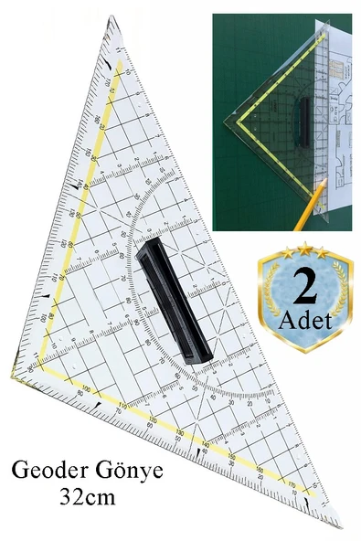 Geoder Üçgen Cetvel 32 cm 2 Adet Geoderik Modelist Gemici Gönyesi Geometrik Açılı Gönye Yıldızlar No:3 ürün görseli 1