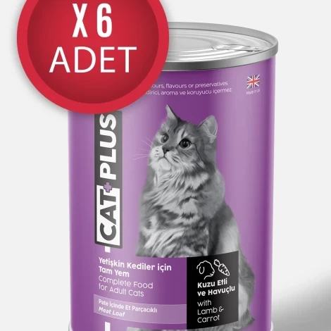 CatPlus Pate Kuzu Etli ve Havuçlu Yetişkin Kedi Konserve Yaş Mama 395 Gr x 6 Adet ürün görseli 1