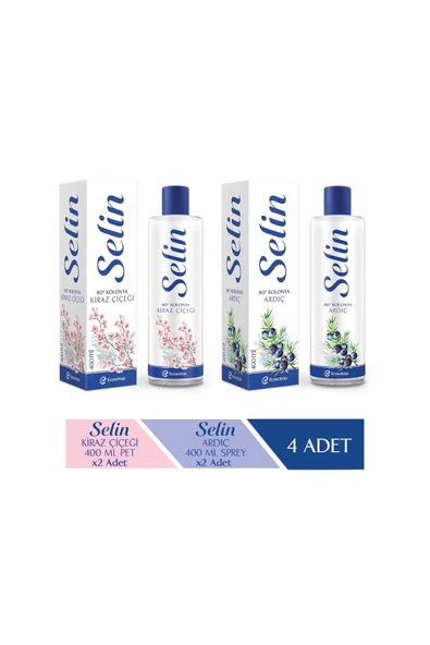 Selin Ardıç & Kiraz Çiçeği 4'lü Parfümlü Kolonya Seti (1600 ML) ürün görseli 1