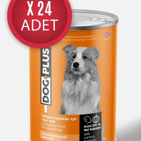 DogPlus Pate Kuzu Etli ve Balkabaklı Yetişkin Köpek Konserve Yaş Mama 395 Gr x 24 Adet ürün görseli 1