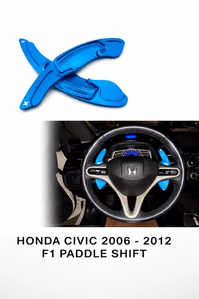 Honda Civic 2006–2012 F1 Paddle Shift Direksiyon Kulakçık Uzatma Seti Alüminyum MAVİ ürün görseli 1