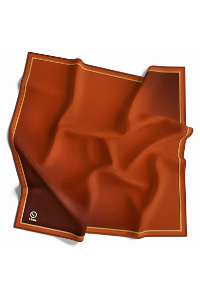 Twill Degrade Desenli Taba Renkli 90x90 Eşarp (İpek İçermez) Kenar Dikiş Şekli El Dikişli ürün görseli 1