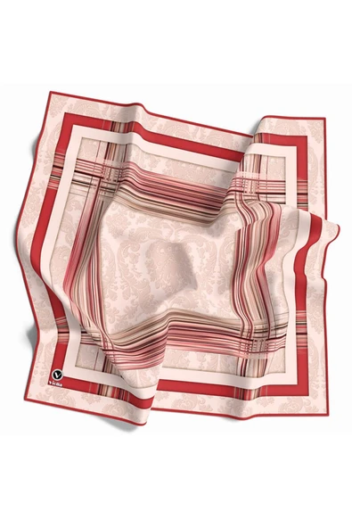 Soft Çerçeveli ve Batik Desenli Nar Çiçeği Renkli 90x90 Eşarp (İpek İçermez) Kenar Dikiş Şekli El Dikişli ürün görseli 1
