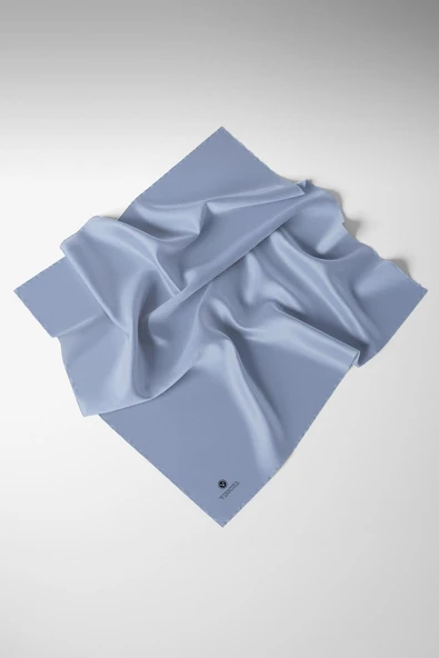 Viskon Twill İpek Az Hatalı Mavi Renkli 90x90 Düz Eşarp Dikim Şekli : El Dikişi ürün görseli 1
