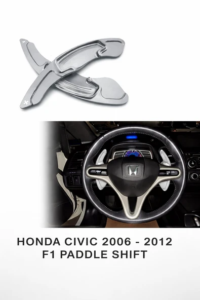 Honda Civic 2006–2012 F1 Paddle Shift Direksiyon Kulakçık Uzatma Seti Alüminyum GRİ ürün görseli 1