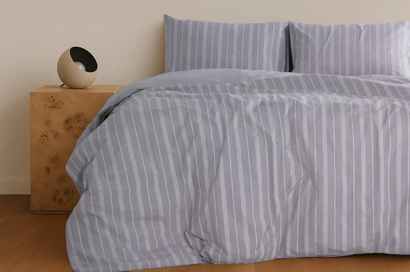 Sleeptown Keten Görünümlü Armürlü Pamuk Nevresim Takımı Tek Kişilik 160x220  Gri 160x220 ürün görseli 1