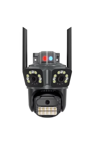 ALKESE 6MP 3 KAMERALI PTZ WIFI KAMERA 4K DIŞ CEPHE ALARMLI KABLOSUZ GÜVENLİK KAMERASI ürün görseli 1