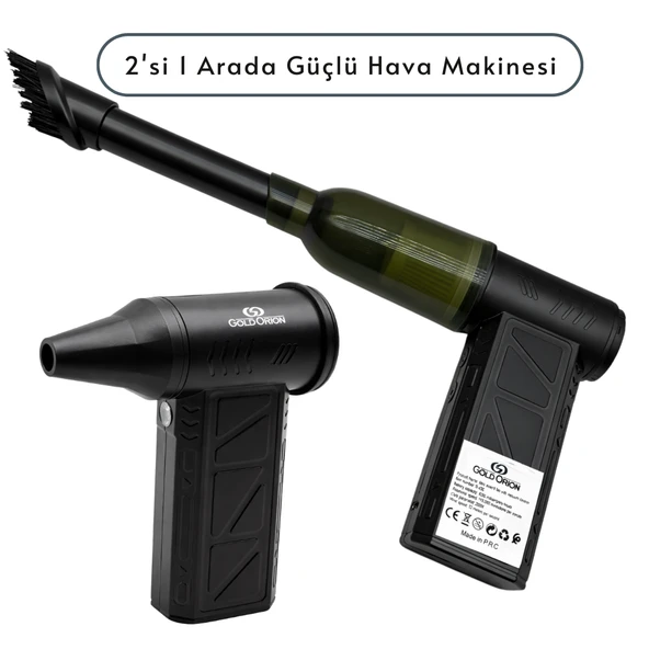 R-400 Mini Şarjlı Hava Üfleyici ve Vakumlu El Süpürgesi - 110.000 RPM Güçlü Motor, Led Işıklı, 2'si 1 Arada ürün görseli 1