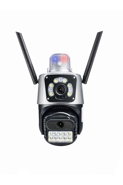 6MP ÇİFT KAMERALI WİFİ PTZ WIFI KAMERA ULTRA HD DIŞ CEPHE ALARMLI KABLOSUZ GÜVENLİK KAMERASI ürün görseli 1