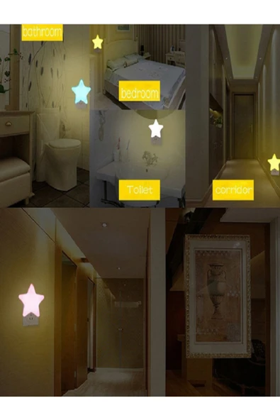 Yılbaşı Işıkları Kumandalı Sevimli Yıldız Beyaz Led Gece Lambası Aydınlatma Elektrikli Fişli ürün görseli 1