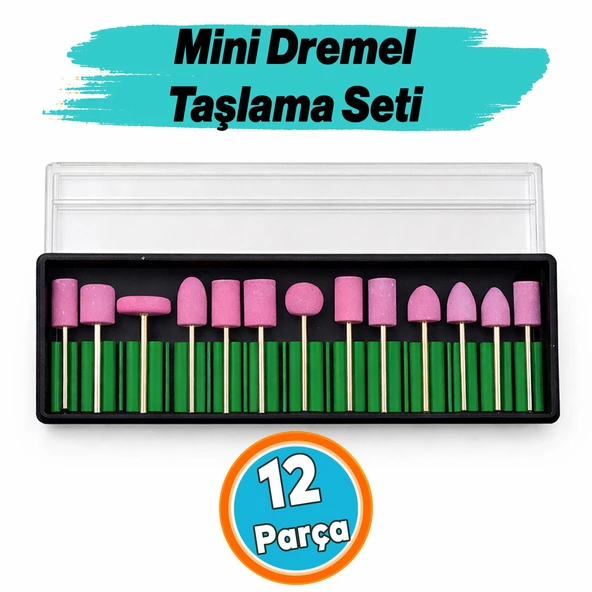 12 Parça Mini Dremel Taşlama Seti Saplı Bileme Taşı Hassas Taşlama Seti Manikür Seti ürün görseli 1
