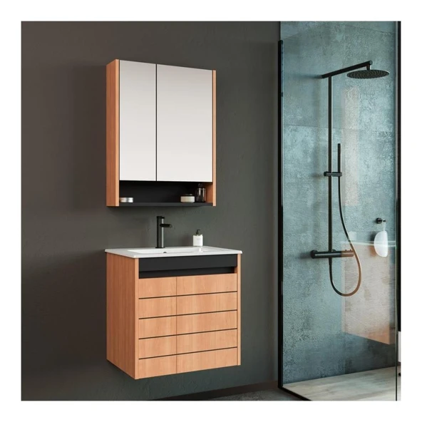 Orka Ricato 60 cm Mdf Morgana Kiraz Banyo Dolabı Takımı ürün görseli 1