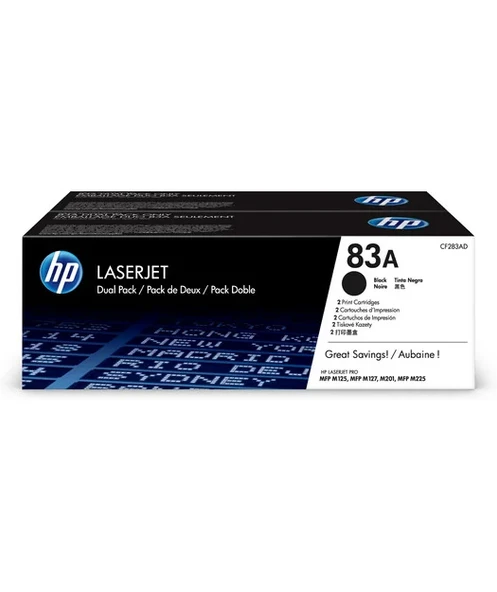 HP CF283AF 2'li Paket Black Toner Kartuş (83A) ürün görseli 1