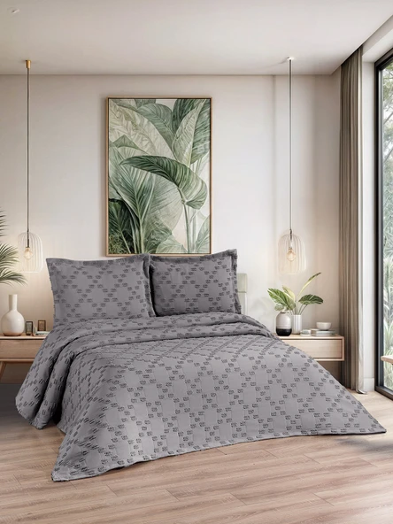 Bella 3 Parça Çift Kişilik Pike Takımı Gri 240 x 260 cm ürün görseli 1