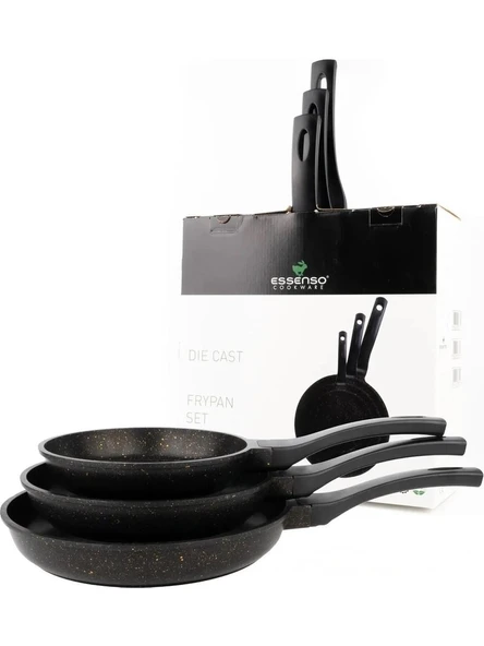 SİYAH DÖKÜM ÜÇLÜ TAVA SETİ (20-24-28 CM) ürün görseli 1