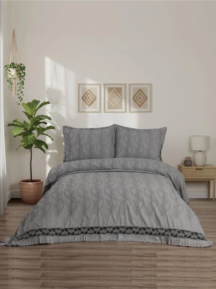 Sara  3 Parça Gri Pike Takımı  240 X 260 cm ürün görseli 1