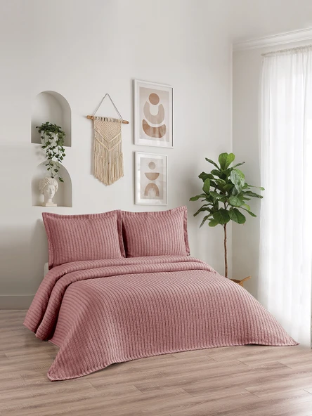 Lena 3 Parça Çift Kişilik Pike Takımı Kiremit 230 x 240 cm ürün görseli 1
