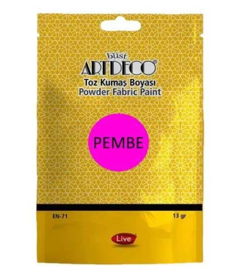 Artdeco Toz Kumaş Boyası 13Gr Pembe 2 adet ve 1 adet sabitleyici ürün görseli 1