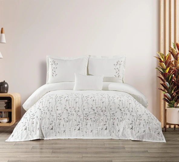 Bohem  Çiçekli 4 Parça Mavi  Pike Takımı  240 X 260 cm ürün görseli 1