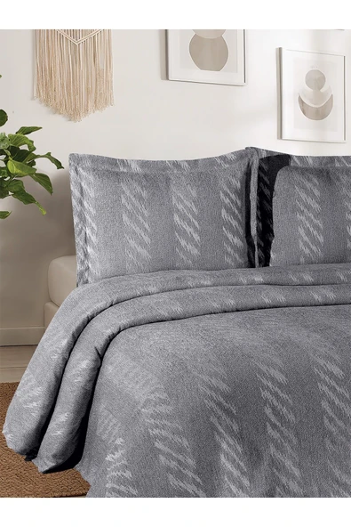 Aspen 3 Parça Çift Kişilik Pike Takımı Gri 240 x 260 cm ürün görseli 1