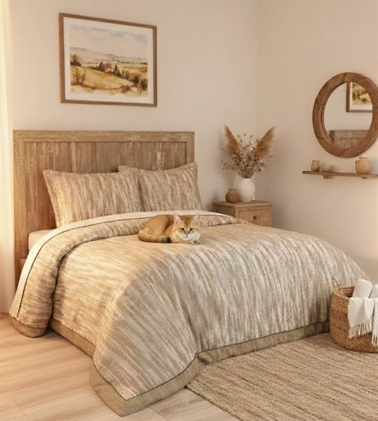 Estella 3 Parça Turuncu Geometrik Pike Takımı 240 x 260 cm ürün görseli 1