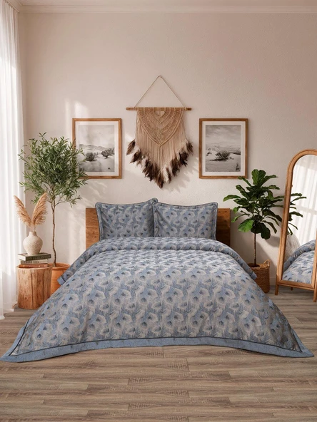Calantha Lotus  3 Parça İndigo  Pike Takımı  240 X 260 cm ürün görseli 1