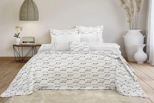 Luna 8 Parça Çift Kişilik Çeyiz Seti Gri 240 x 260 cm ürün görseli 1