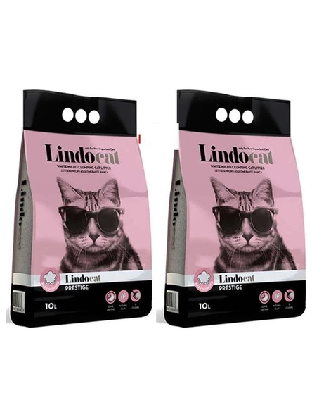 Lindo Cat Pudra Kokulu 10 lt 2’li İnce Taneli Bentonit Kedi Kumu ürün görseli 1