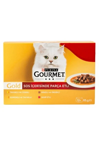 Gold Soslu ParçaYetişkin Kedi Konservesi 12 Adet x 85 Gr ürün görseli 1