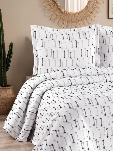 Luna 3 Parça Çift Kişilik Pike Takımı Lacivert 230 x 240 cm ürün görseli 1