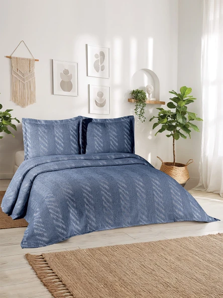 Aspen 3 Parça Çift Kişilik Pike Takımı Lacivert 240 x 260 cm ürün görseli 1