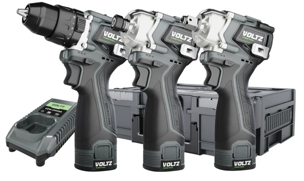 VOLTZ Akülü 3 Lü Set Vidalama Somun Sökme Tornavida 16.8 Volt Çift Akülü VZ16-3KIT ürün görseli 1