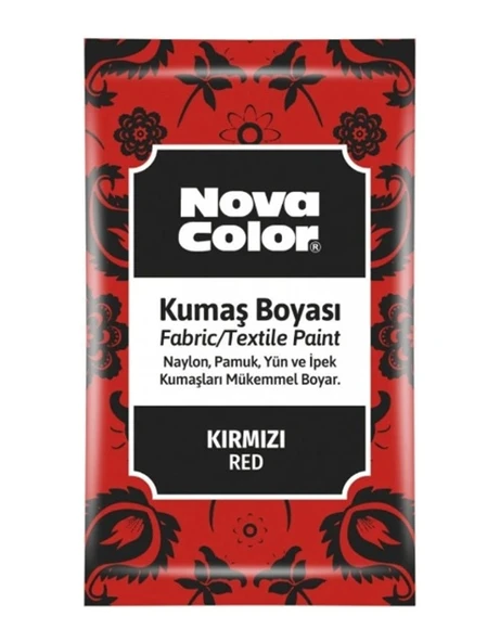 Nova Color Toz Kumaş Boyası Kırmızı - 4 adet ve 1 adet sabitleyici ürün görseli 1