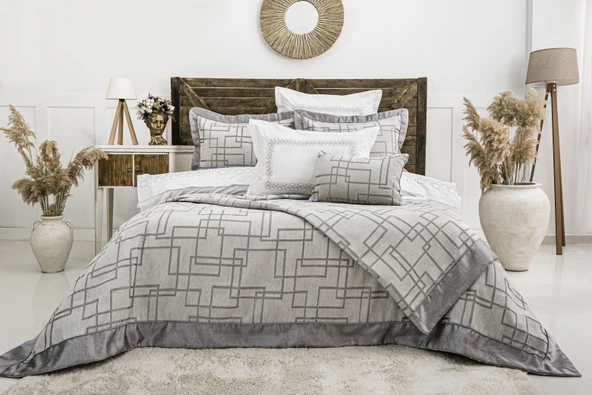 Megan 8 Parça Çift Kişilik Çeyiz Seti- Gri 240 x 260 cm ürün görseli 1