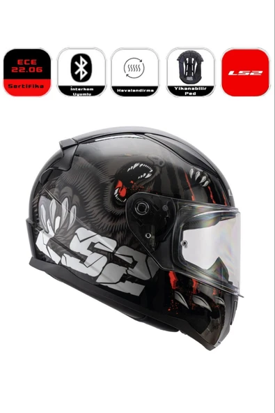 LS2 Rapid 2 Motor Kaskı Yeni Seri Claw Black (ECE 22.06) ürün görseli 1