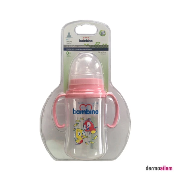 Bambino Pp Geniş Ağızlı Kulplu Biberon Pembe 250 Ml B818 ürün görseli 1