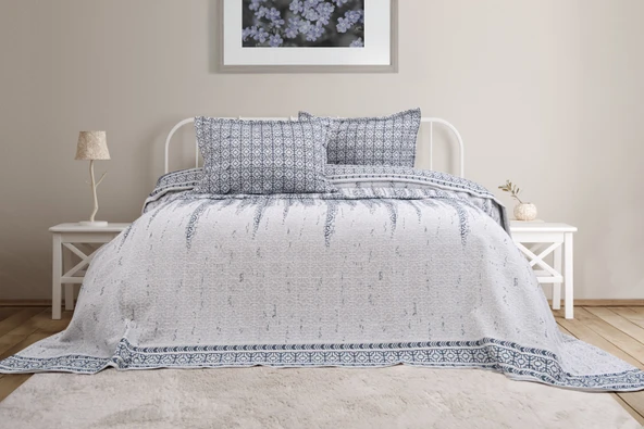 Marin 3 Parça Çift Kişilik Pike Takımı Lacivert 240 x 260 cm ürün görseli 1