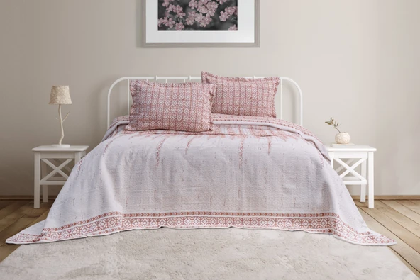 Marin 3 Parça Çift Kişilik Pike Takımı Kiremit 240 x 260 cm ürün görseli 1