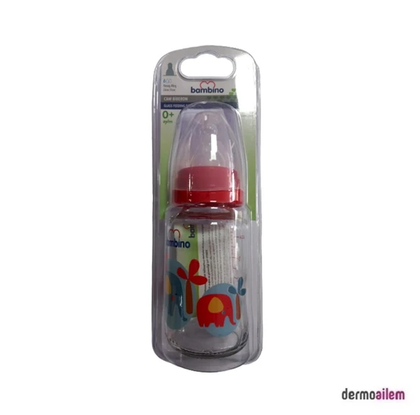 Bambino Cam Biberon 125 Ml Kırmızı Fil Desenli B013 ürün görseli 1