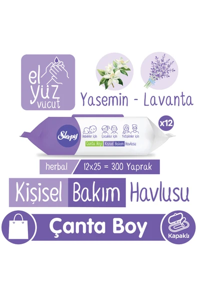 Sleepy Herbal Kişisel Bakım Havlusu Çanta Boy 12x25 (300 Yaprak) ürün görseli 1