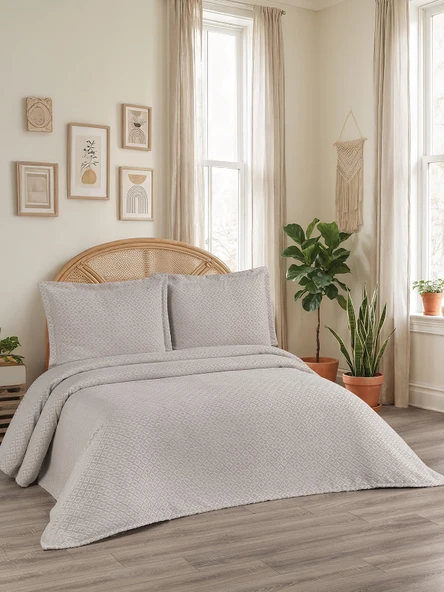 Reyna 3 Parça Çift Kişilik Pike Takımı Bej 240 x 260 cm ürün görseli 1
