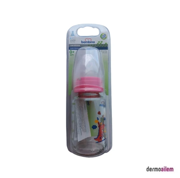 Bambino Cam Biberon 125 Ml Pembe Dinozor Desenli B013 ürün görseli 1