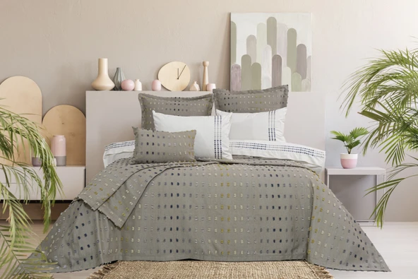 Loren 8 Parça Çift Kişilik Çeyiz Seti Gri 240 x 260 cm ürün görseli 1