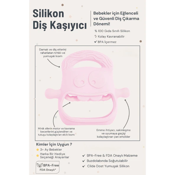 Pembe Bebek Silikon Diş Kaşıyıcı ürün görseli 1