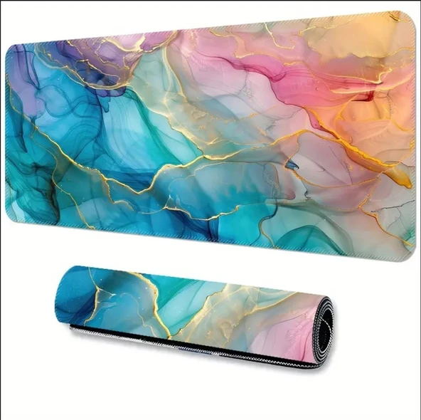 SGE TEKNOLOJİ 65X25 CM  RENKLİ MERMER TEMALI KAYDIRMAZ TABAN SPEED YÜZEY OYUNCU MOUSE PAD GAMİNG ürün görseli 1