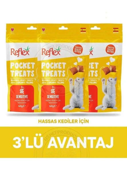 Reflex Pocket Treats Sensitive  Hassas Kediler İçin Kedi Ödül Maması Seti 3-60 gr ürün görseli 1