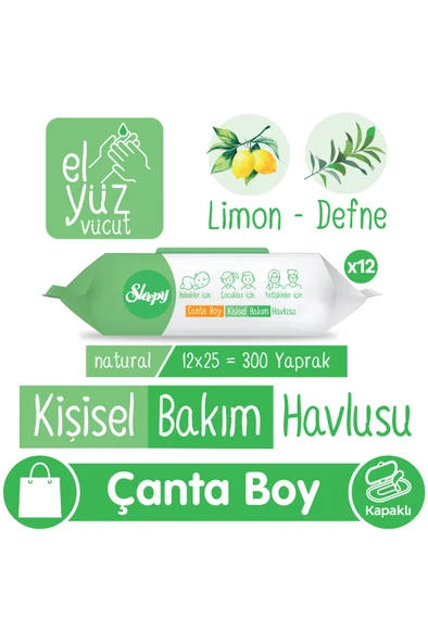 Sleepy Natural Kişisel Bakım Havlusu Çanta Boy 12x25 (300 Yaprak) ürün görseli 1