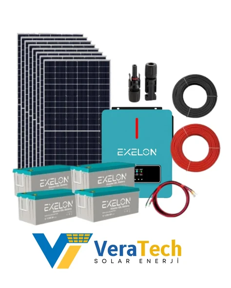 VeraTech Büyük Bahçe Evi Solar Paketi 6.2KW İnverter 4800W Güneş Paneli 800Ah Jel Akü ürün görseli 1